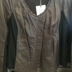 HINGE Leather Jacket  Olivish Brown Taupey color
